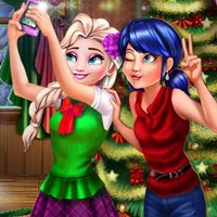 Ladybug and Elsa Xmas Selfie