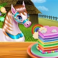 play Pony Cooking Rainbow Cake game